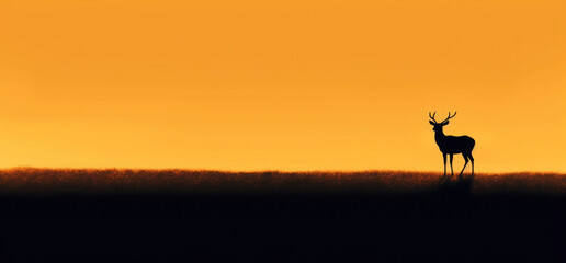 Illustration Silhouette Hirsch auf orange gelben Hintergrund mit Platz für Text oder Produkt