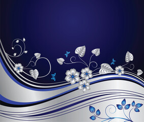 Abstract blue floral vector background design