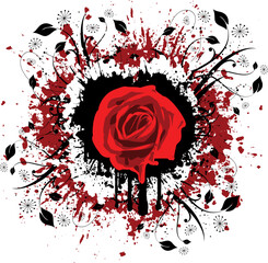 Rose on grunge style background