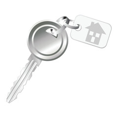 Key with icon home tag isolated over white background