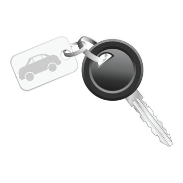 Key with icon car tag isolated over white background