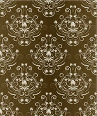 Fototapeta premium Seamless pattern from beige flowers and leaves(can be repeated and scaled in any size)