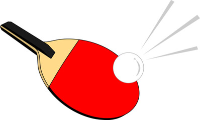 A Ping pong paddle with ball