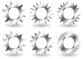 Different stylized cogwheels isolated over white background