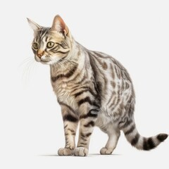 Fototapeta premium cat, kitten, animal, pet, isolated, domestic, feline, fur, white, cute, tabby, kitty, sitting, young, baby, portrait, adorable, looking, british, one, paw, pets, mammal, gray, beautiful