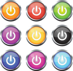 A Colourful Selection of Glossy Vector Power Icons