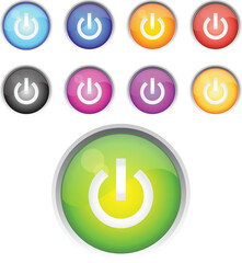 A Colourful Selection of Glossy Vector Power Icons