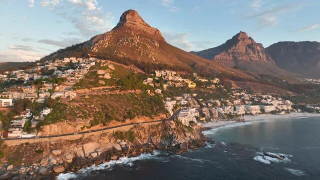 Aerial view of Atlantic Seaboard with Lion’s Head, Cape Town, South Africa