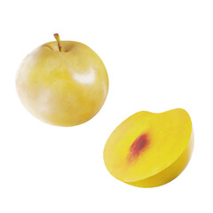 3d red plum isolated