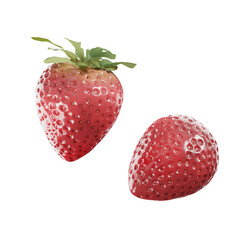 3d strawberry isolated on transparent background, png