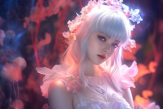 fantasy woman and beautiful fantasy light