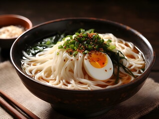 korean food. noodle soup cooking. Kalguksu. korean table setting. Generative AI.