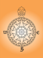 Old elegant classic compass rose illustration
