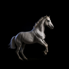 Obraz na płótnie Canvas Regal Silver-White Horse in Dramatic Studio Lighting, generative AI