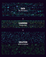 Abstract Big Data algorithms visualization. Sorting information and machine learning algorithms. Vector illustration.
