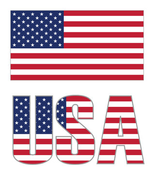 United States Flag Illustration over white background. Accurate color, scale and shape.