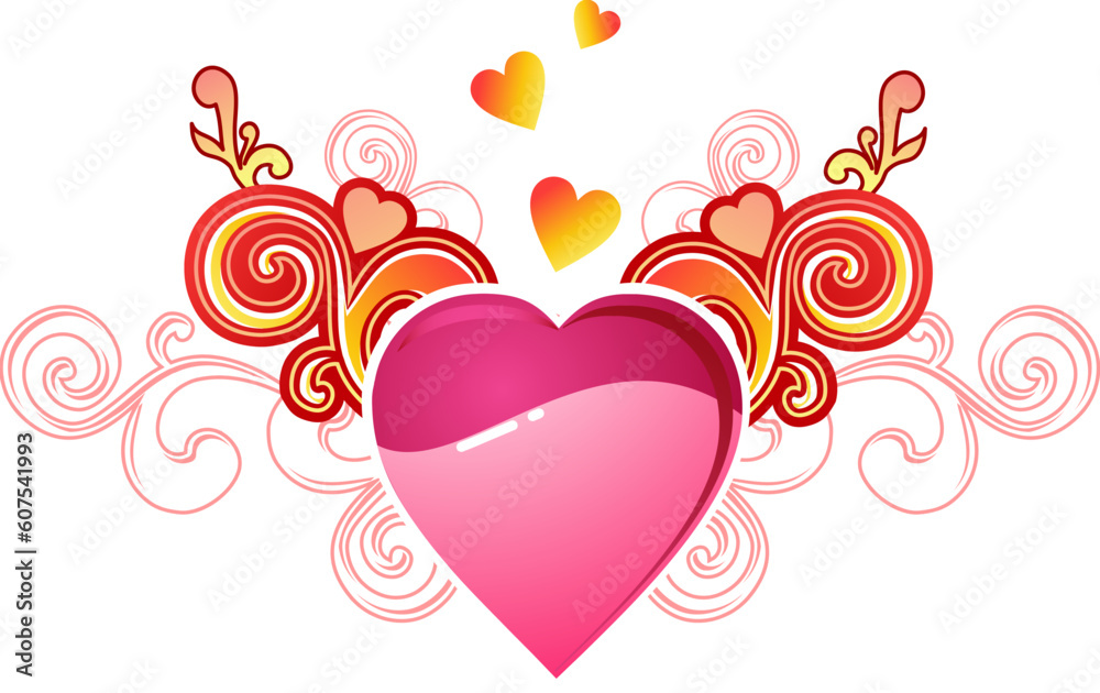 Poster valentine's heart with love / vector layers are separated