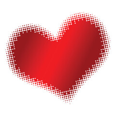 Fototapeta na wymiar Gradient red heart over white background. Halftone style