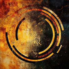 modern golden and black abstract background, circle, round abstract gold shapes on black background, generative ai