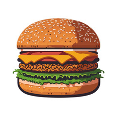 Cartoon hamburger, burger vector isolated illustration