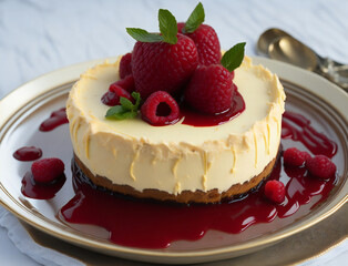 Creamy Delight: New York Cheesecake - Delicia Cremosa: Cheesecake de Nueva York (generated with AI)