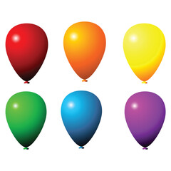 Party balloons of different colors isolated over white background