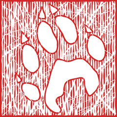 Naklejka premium Editable vector illustration of a wolf paw print