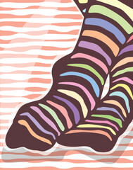 Fototapeta na wymiar Editable vector illustration of colorful stripey socks