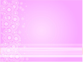 Illustration of pastel pink and white retro circles, stars, and lines