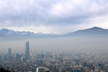 View of Santiago de Chile from San Cristobal hill