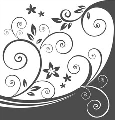 Dark vegetative pattern on a  white background. Digital illustration.