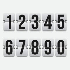 Set of numbers on a mechanical scoreboard. Vector template for your design.