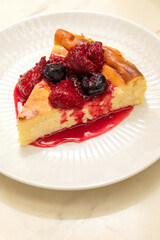 Homemade strawberry cheesecake dessert 