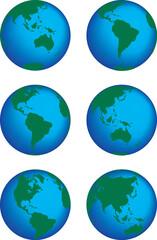 This is a set of globes showing our planet revolving in different stages.