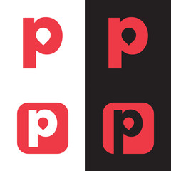 red letter p app icon web logo design set