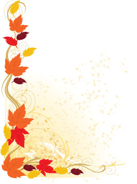 A fancy border featuring autumn leaves and scrolls