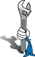 a illustration for a worker holding a wrenches