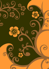 Abstract gentle vegetative pattern on a brown background.