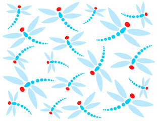 Blue ornate dragonflies isolated on a white background.