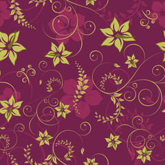 Floral seamless background for yours design use. For easy making seamless pattern just drag all group into swatches bar, and use it for filling any contours.