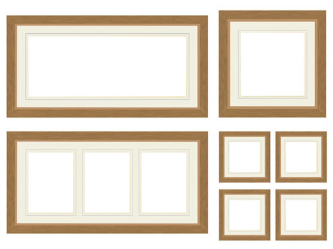 Set of wood effect picure frames