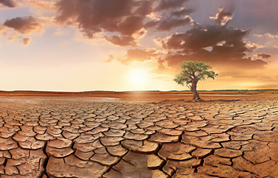 Draught land with cracked soil, created with generative AI © MiraCle72