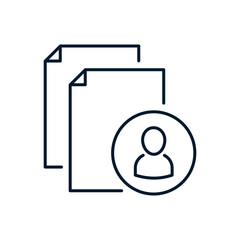 Portfolio electronic format, personal data. Vector icon isolated on white background.