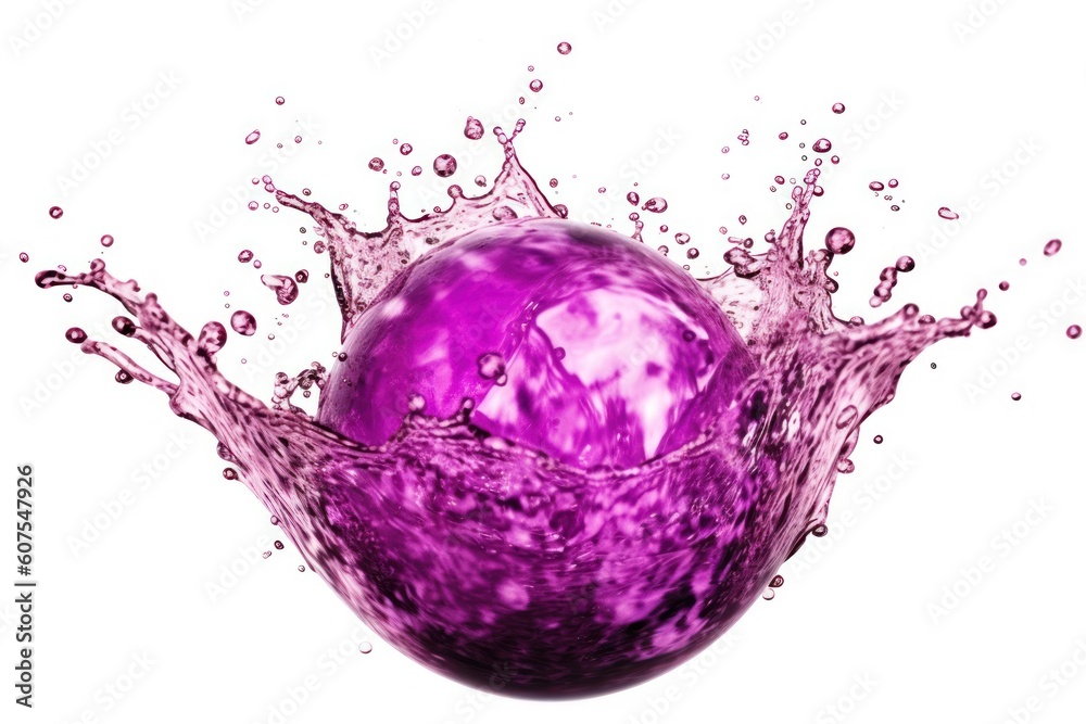 Wall mural stock photo of purple water liquid splash photography Generative AI