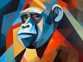 A Cubism Painting of a Gorilla | Generative AI