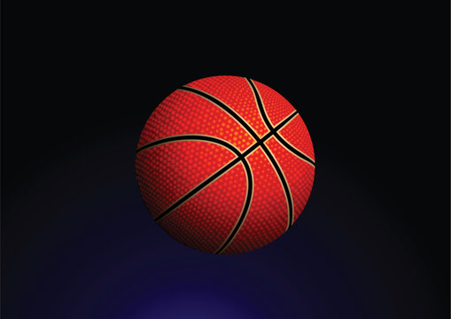 Vector illustration of detailed basketball ball on gradient background