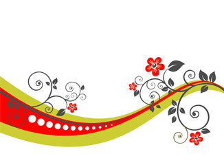 Abstract floral pattern on a white background with flowers.