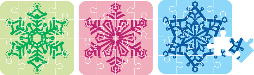 Christmas snowflakes / puzzle / vector illustration