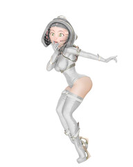 pin up astronaut cartoon is surprised