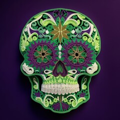 Decorative human  Mexican day of the dead skull (Día de Muertos) 